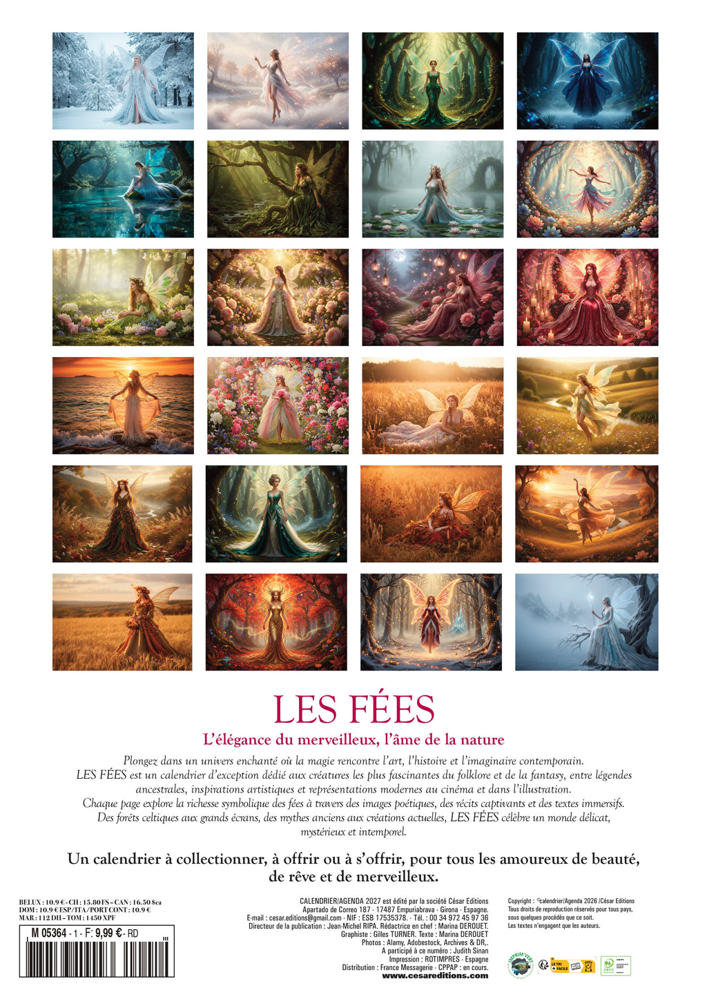 Découvrez le Calendrier 2027 Les Fées : 12 mois de magie, fées délicates et paysages enchanteurs en couleurs pastel. Une touche de poésie et de rêve pour toute l’année.
