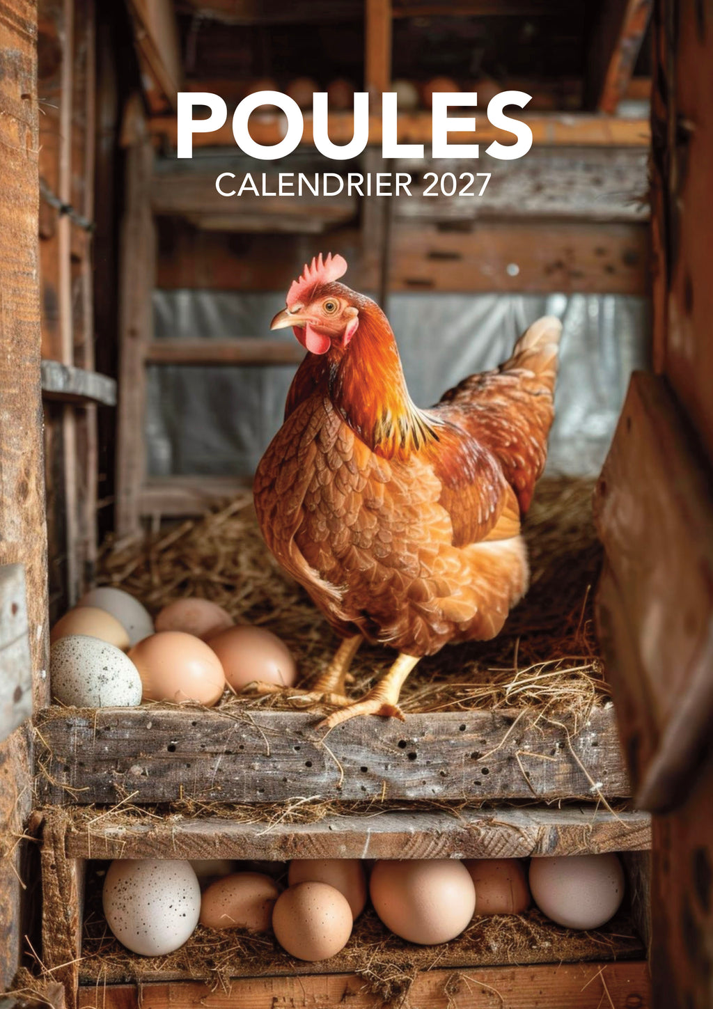 Calendrier 2027 Les Poules : 12 photos spectaculaires des plus belles races du monde, de la Brahma à la Cemani. Un voyage au fil des saisons. 9,99 €.