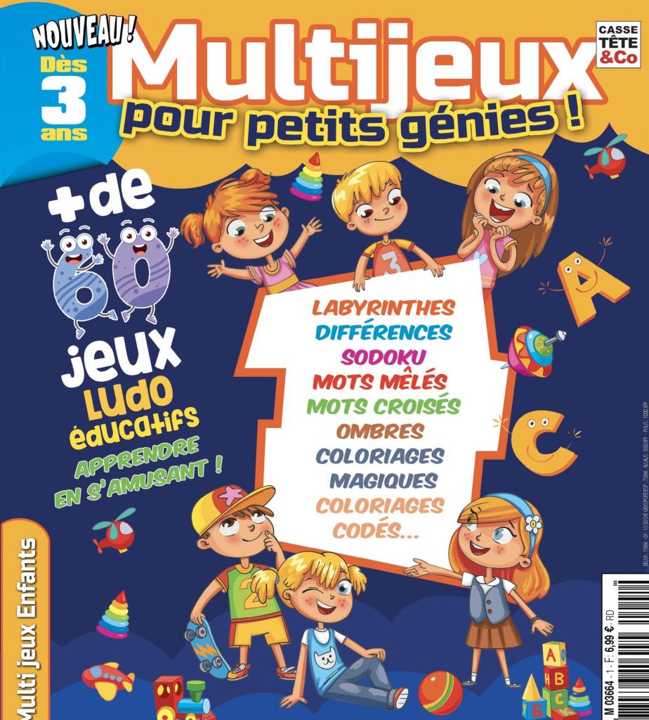 Casse-Tête & Co N°1 : +60 jeux ludo-éducatifs pour les 3-6 ans — sudoku, labyrinthes, coloriages magiques et mots fléchés. Apprendre en s’amusant. 6,99 €.