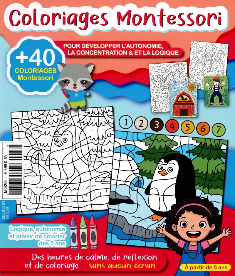 Découvrez Coloriage Montessori N°1 : +40 coloriages codés inspirés Montessori dès 5 ans. Développe autonomie, concentration et motricité fine. Une activité calme sans écran.