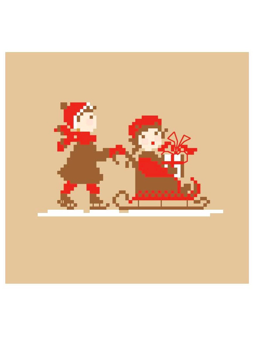 Kit luge (toile Aïda, fils et aiguille inclus)