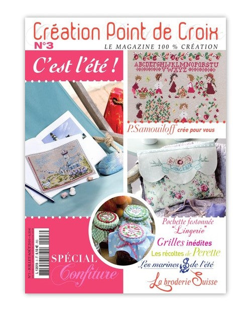 Découvrez Création Point de Croix N°03 (juillet/août 2010) de César Editions. Broderies d’été, pochons de plage, SAL Marie-Anne Réthoret et motifs insulaires au point de croix.