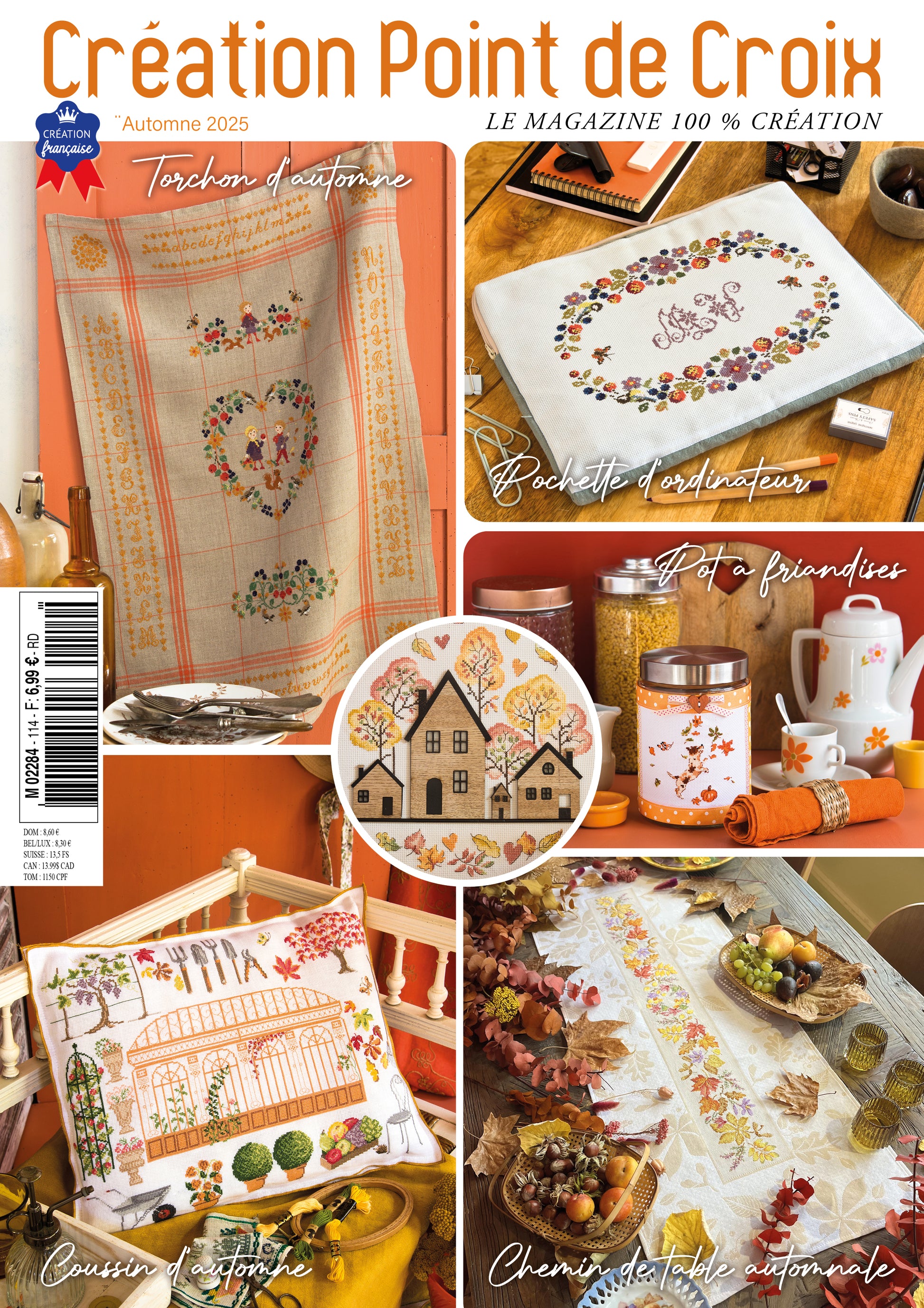 Découvrez le numéro 114 du magazine de broderie : motifs d'automne, torchon folklorique, nappe fleurie et projets point de croix pour la saison.