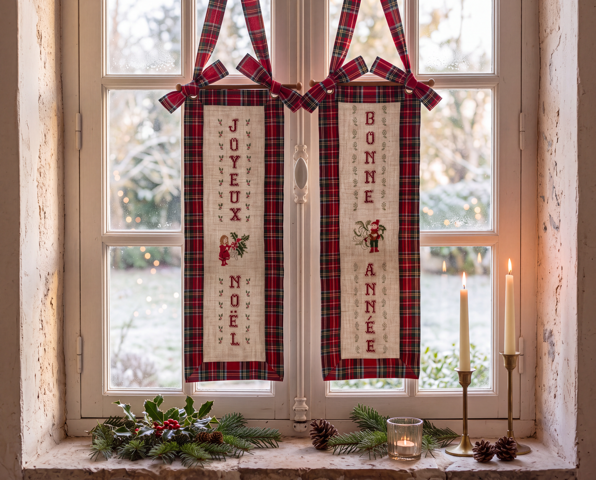 Brodez Noël avec Création Point de Croix N°121 : calendrier de l’Avent, décorations de sapin, banderole et tables de fête. Un magazine César Editions.