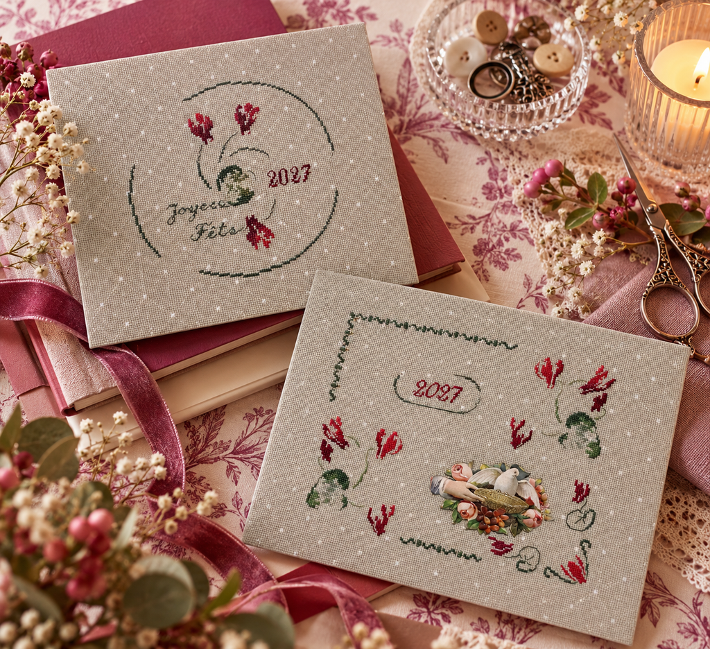 Brodez Noël avec Création Point de Croix N°121 : calendrier de l’Avent, décorations de sapin, banderole et tables de fête. Un magazine César Editions.