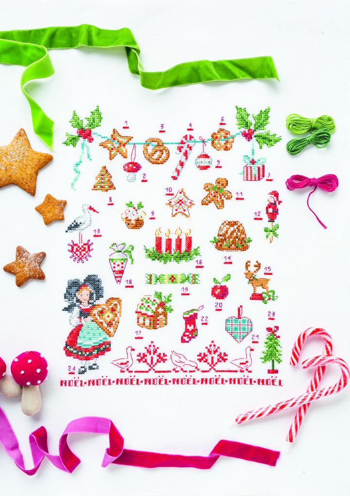Création Point de Croix N°79 : grilles de point de croix sur le thème de Noël – animaux, décorations, chaussettes et accessoires de fêtes. Nov/Déc 2019.