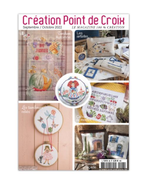 Découvrez le numéro 96 du magazine Création Point de Croix : rentrée, mer, trousse et sac brodés, portraits et projets point de croix pour l'automne.