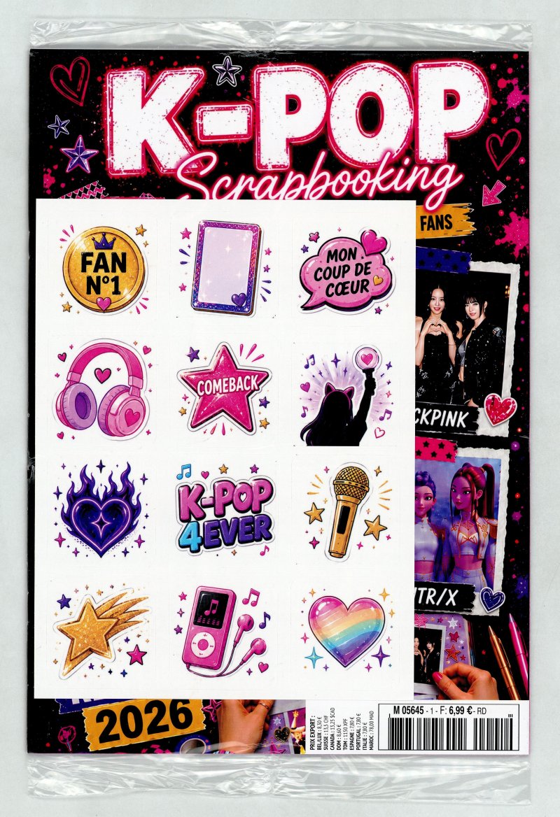 Découvrez K-Pop Scrapbooking N°1 : un carnet créatif pour coller, découper, customiser et construire ton univers K-Pop. Stickers, photocards et collages pour tous les fans.