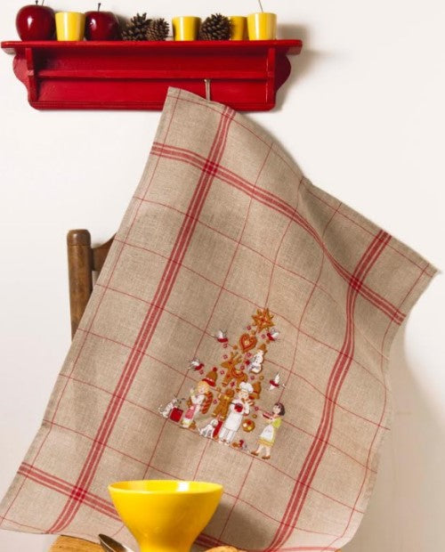 Torchon à carreaux rouges Noël