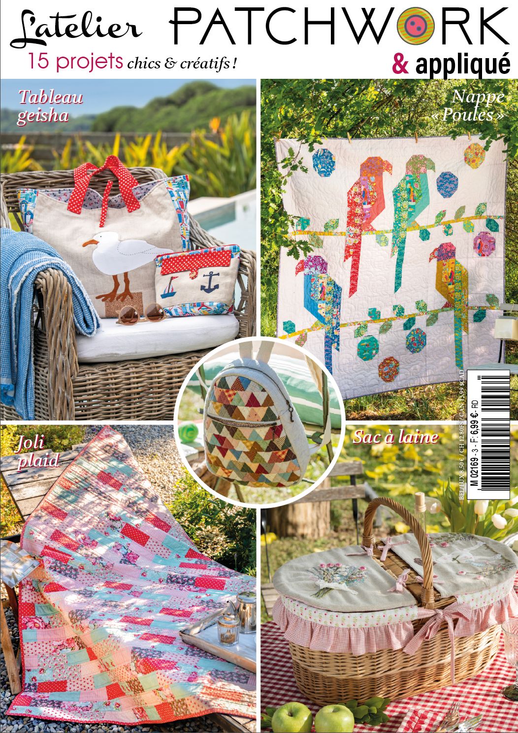 Découvrez le N°8 de L'Atelier Patchwork & Appliqué : sacs, accessoires et pièces déco en patchwork, entre tradition et modernité, pour toutes les créatrices.