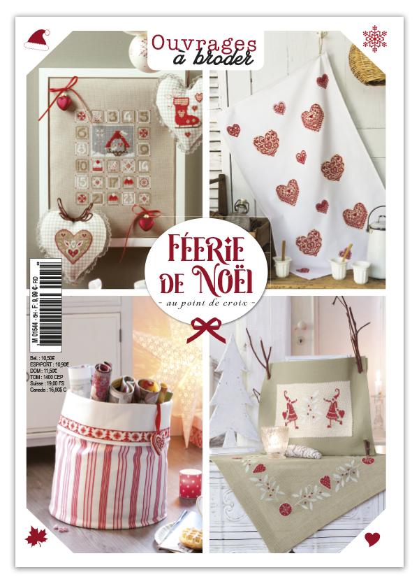 Mook point de croix spécial Noël : étoiles, rennes, bonshommes de neige et motifs enchanteurs à broder pour décorer ou offrir.