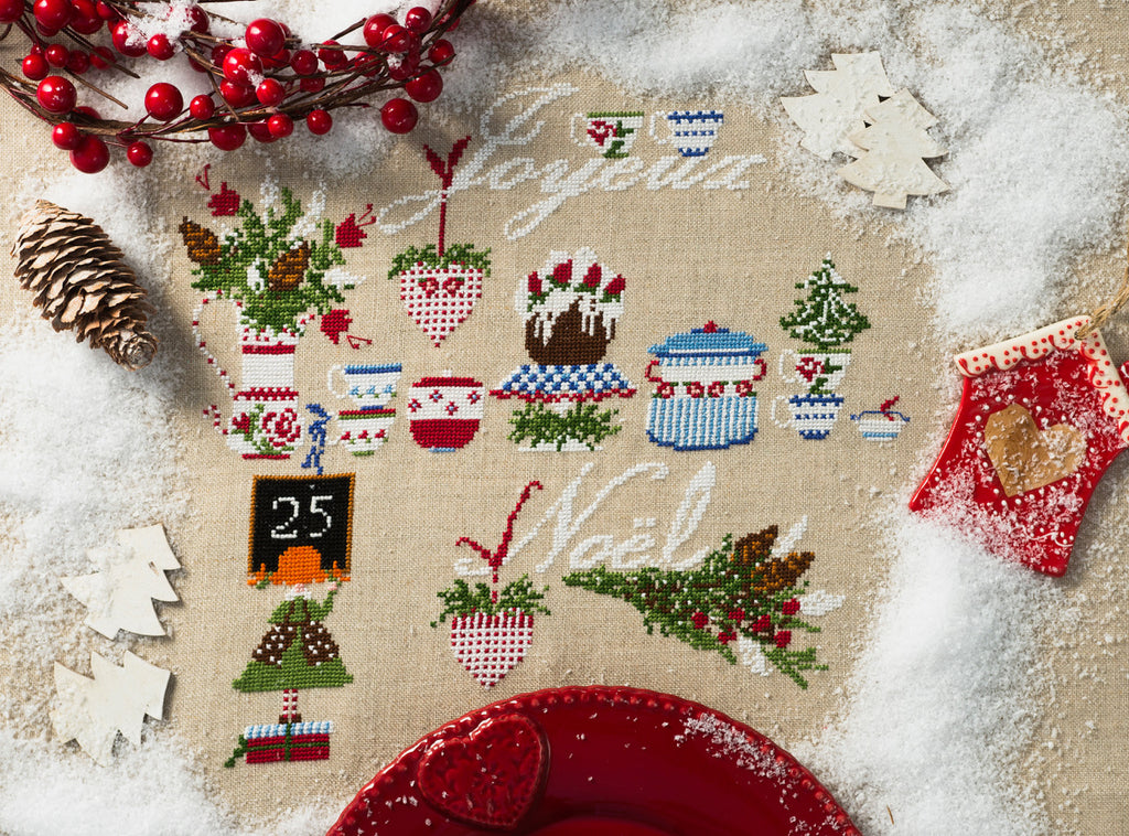 Mook point de croix : idées déco et cadeaux de Noël par Lilli Violette, Hélène Le Berre, Perrette Samouiloff et Véronique Enginger — modèles festifs pour tous niveaux.