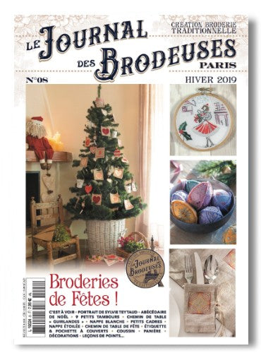 Numéro spécial fêtes du Journal des Brodeuses : décorations Noël, cadeaux brodés et idées pour sublimer vos tables. Créations hivernales inédites.
