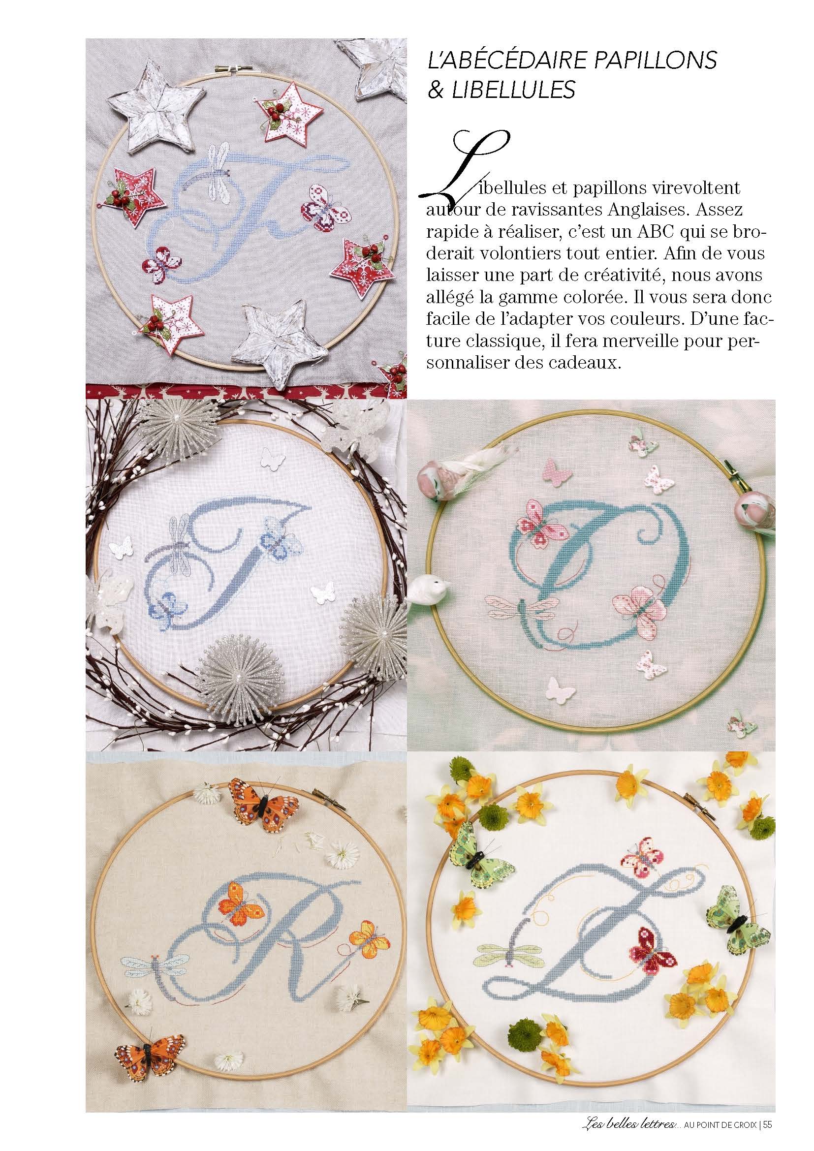 Mook point de croix : abécédaires et belles lettres à broder, du classique au fantaisiste — oiseaux, papillons, lettrines et motifs rétro pour tous niveaux.
