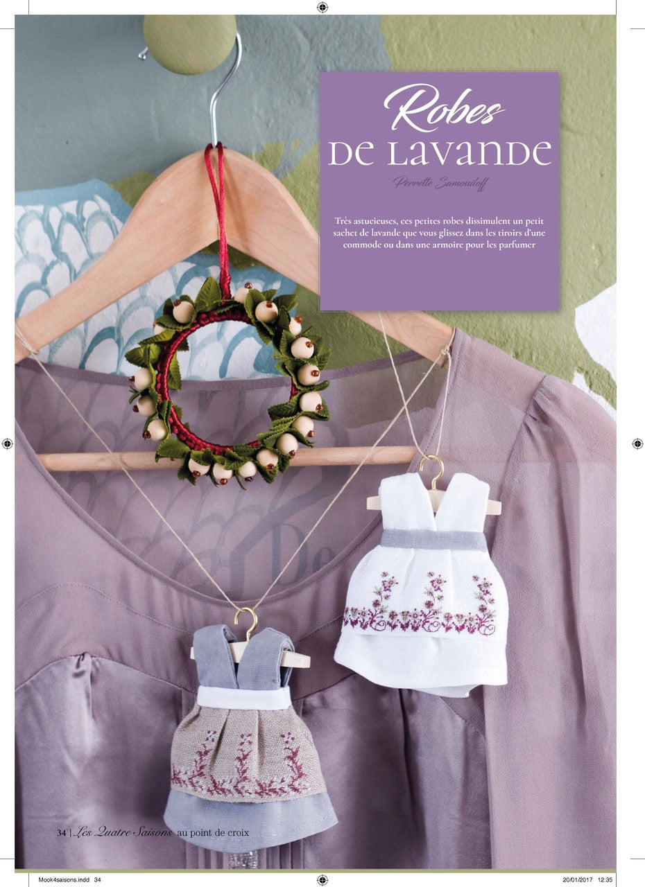 Mook point de croix : une quarantaine de motifs broderie inspirés des quatre saisons — printemps, été, automne et hiver — pour célébrer le charme du temps qui passe.