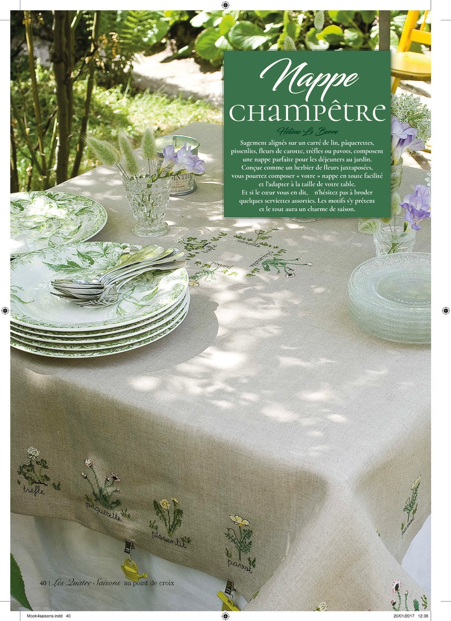 Mook point de croix : une quarantaine de motifs broderie inspirés des quatre saisons — printemps, été, automne et hiver — pour célébrer le charme du temps qui passe.