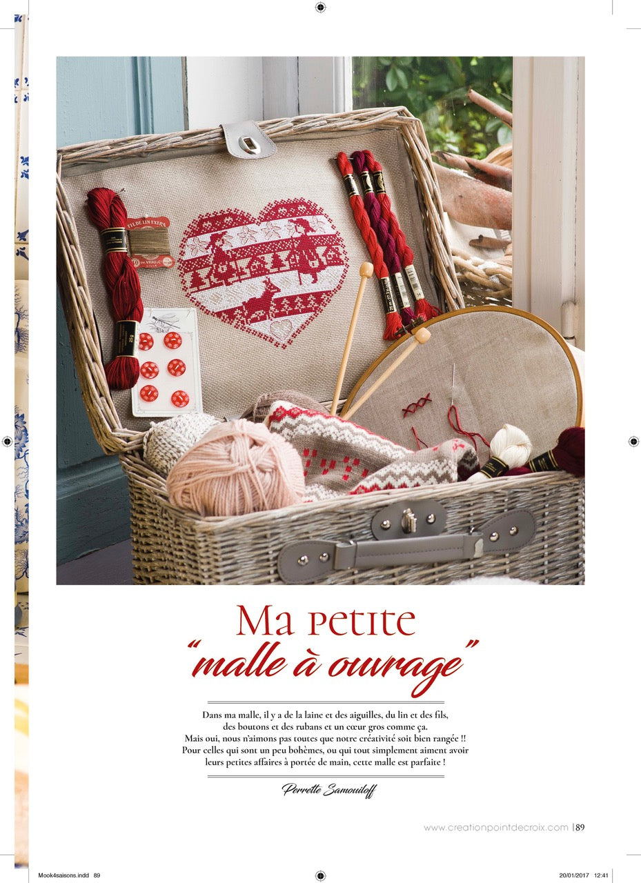 Mook point de croix : une quarantaine de motifs broderie inspirés des quatre saisons — printemps, été, automne et hiver — pour célébrer le charme du temps qui passe.