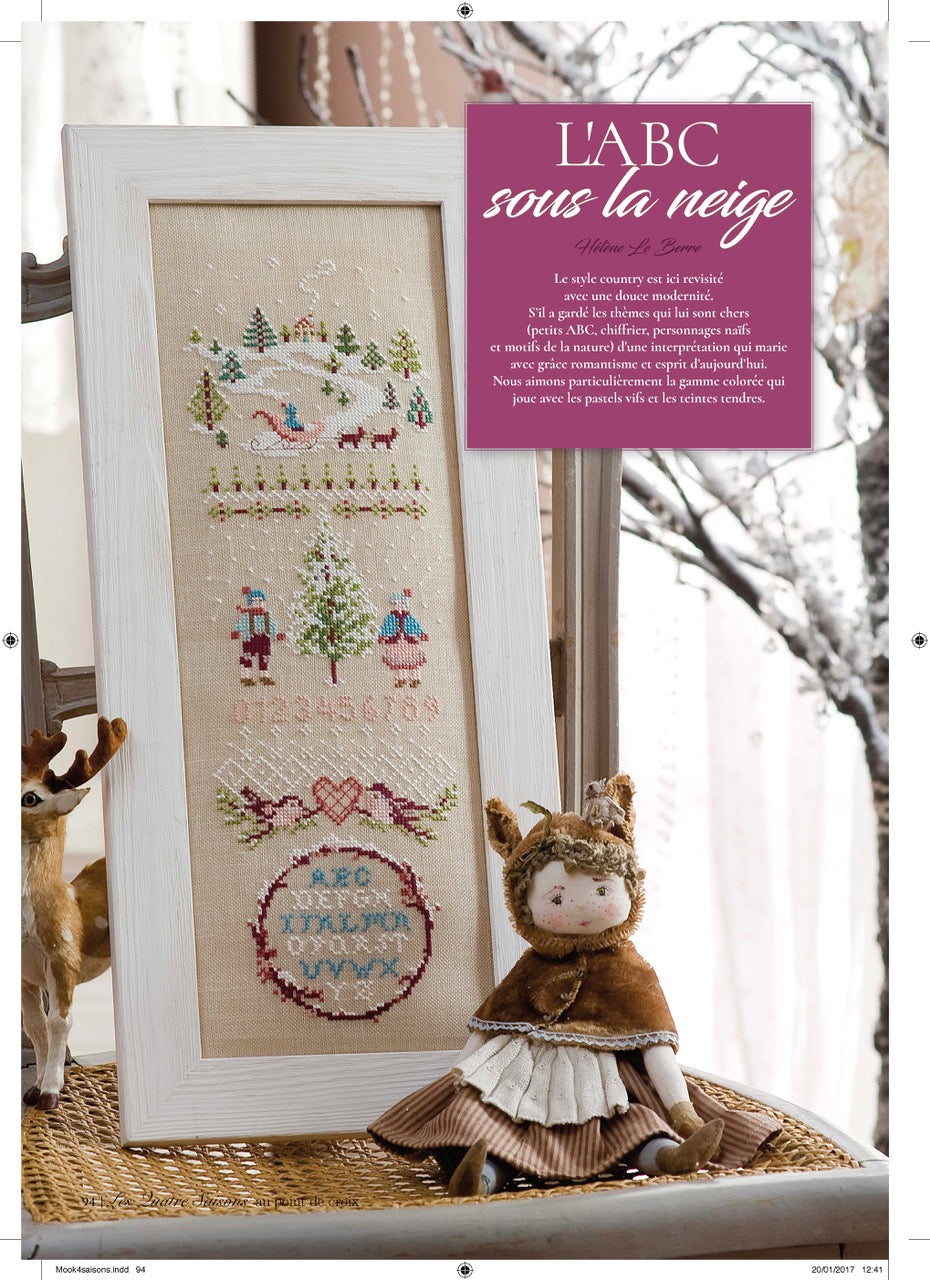 Mook point de croix : une quarantaine de motifs broderie inspirés des quatre saisons — printemps, été, automne et hiver — pour célébrer le charme du temps qui passe.