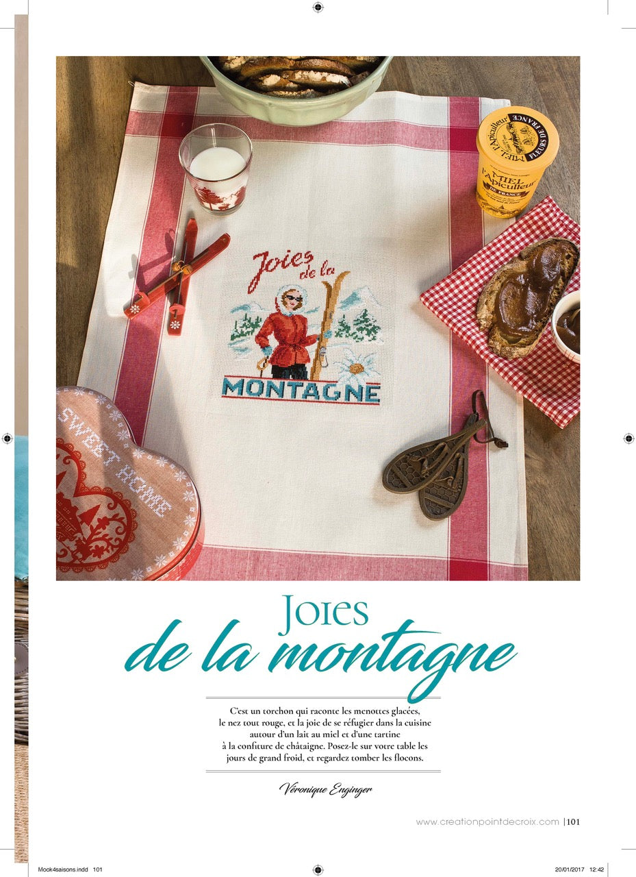 Mook point de croix : une quarantaine de motifs broderie inspirés des quatre saisons — printemps, été, automne et hiver — pour célébrer le charme du temps qui passe.