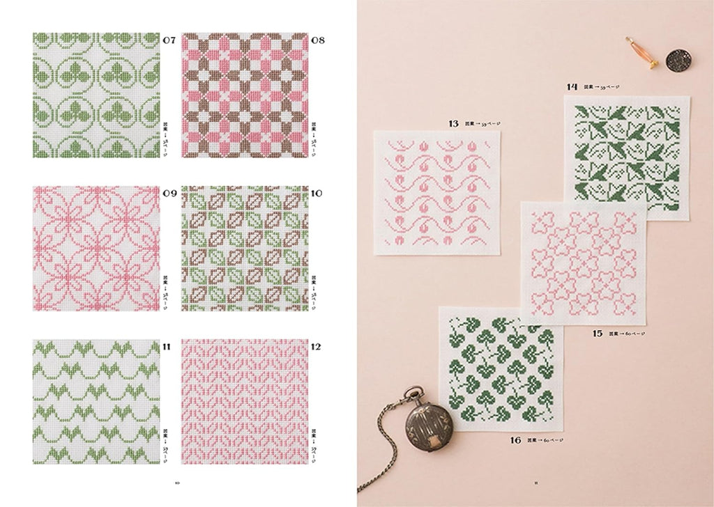 Plus de 100 pages de diagrammes au point de croix inspirés des trésors du Shōsō-in de Nara. Motifs japonais anciens par Saeko Endo. En japonais, broché.