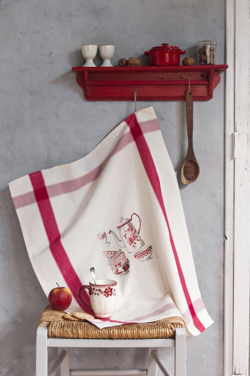 Torchon Digoin bordure rouge
