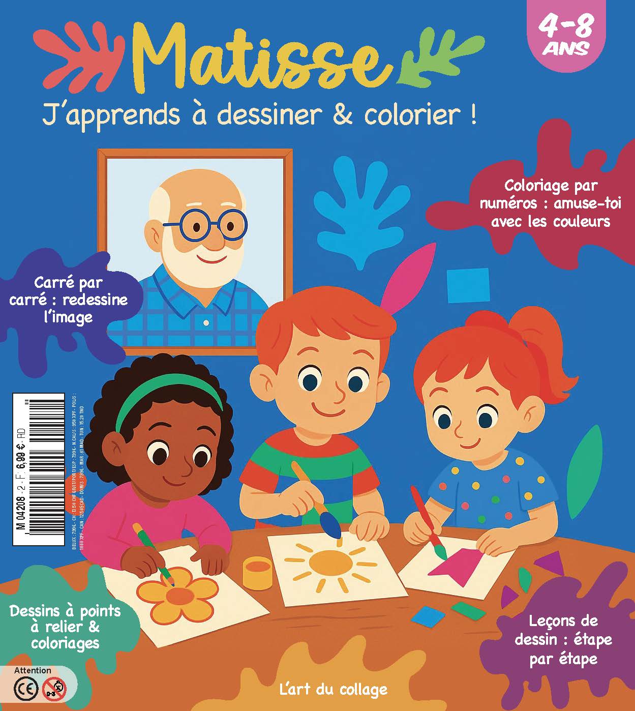 Matisse N°2 : coloriages, dessins à points, exercices de reproduction et premières leçons de dessin pour les enfants. 6,99 €.