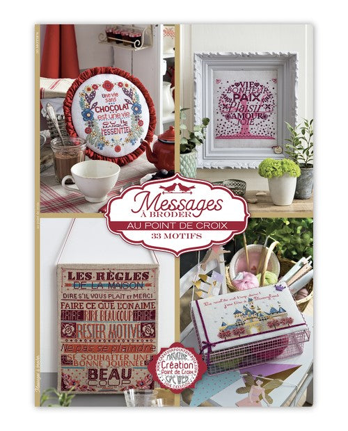 Mook point de croix : 33 messages à broder drôles et optimistes — pensées positives, messages gourmands et graphiques pour personnaliser votre intérieur.