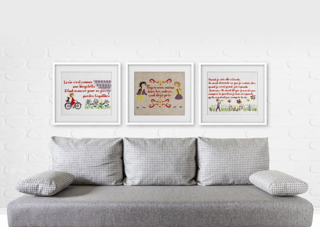 Mook point de croix : 33 messages à broder drôles et optimistes — pensées positives, messages gourmands et graphiques pour personnaliser votre intérieur.