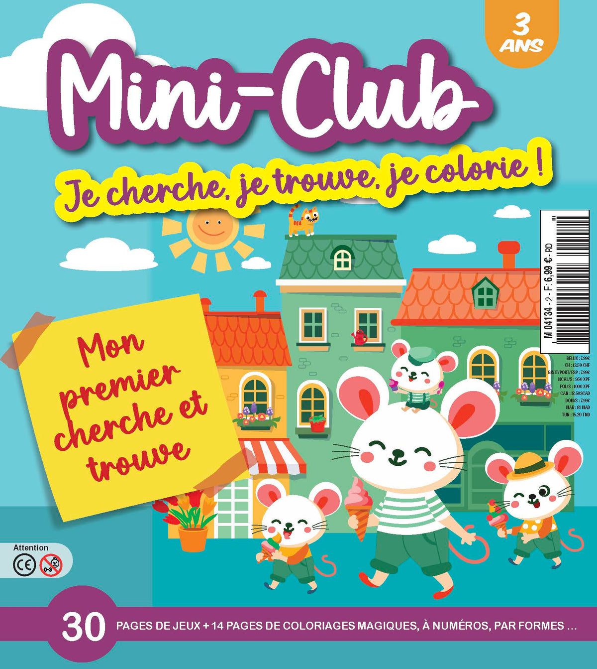 Magazine cherche et trouve pour les 1-3 ans. Scènes tendres, formes et couleurs pour stimuler l’attention et le langage. Un moment de découverte à partager.