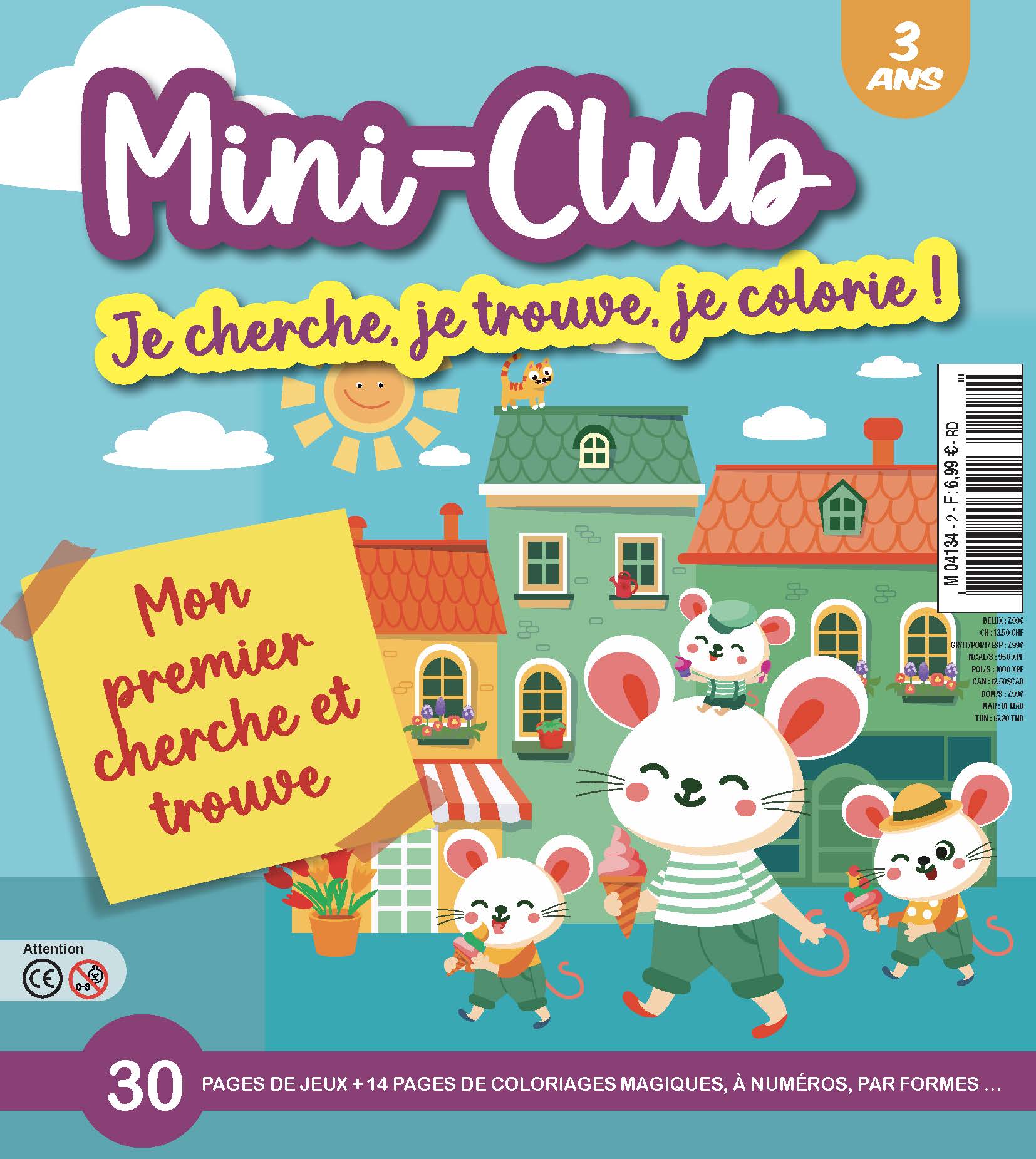Magazine cherche et trouve pour les 1-3 ans. Scènes tendres, formes et couleurs pour stimuler l’attention et le langage. Un moment de découverte à partager.