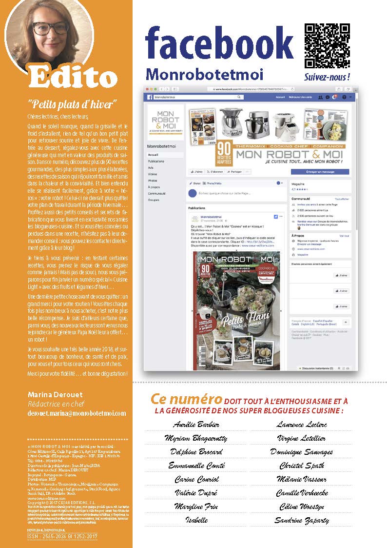 Magazine de recettes d'hiver pour robots cuiseurs N°05. Plus de 90 recettes gourmandes de saison, compatibles Thermomix, Companion et Cooking Chef.
