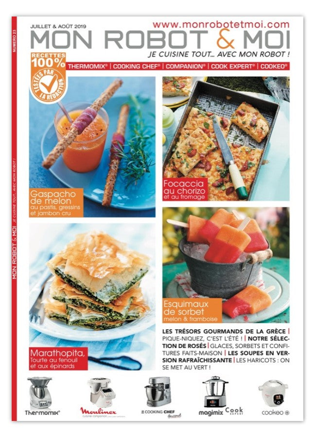40 recettes d'été pour robot culinaire : gaspachos, pique-nique, barbecue, cuisine grecque et desserts glacés. Thermomix, Companion, Cook Expert, Cookeo.