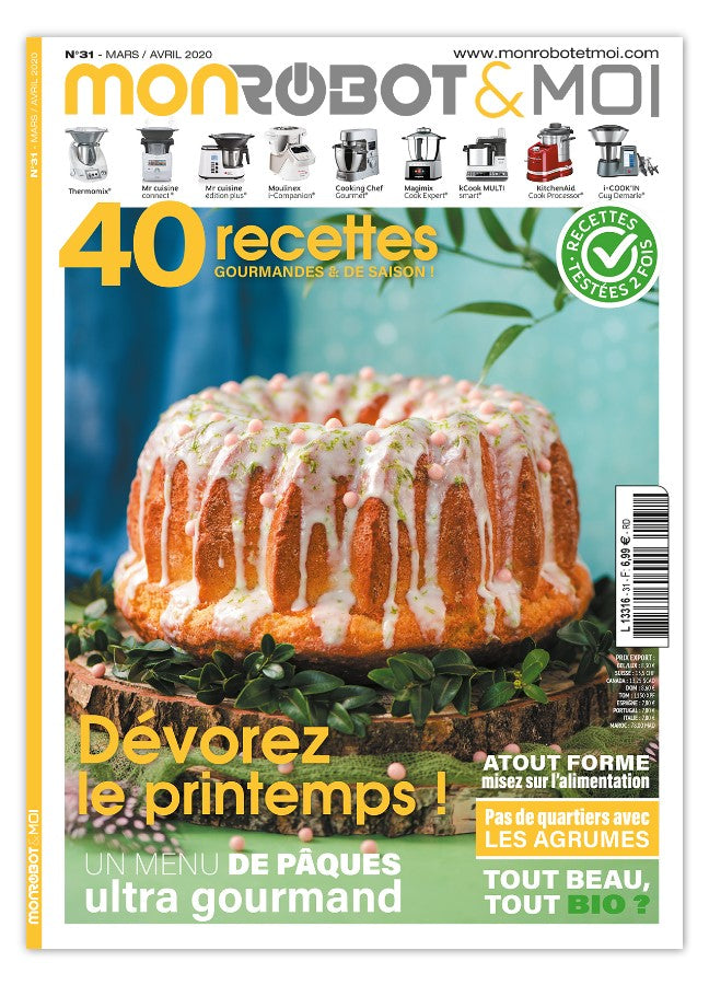 40 recettes de printemps pour robot culinaire : légumes nouveaux, cuisine italienne, Pâques, blanquettes et desserts à la banane. Thermomix, Companion et plus.
