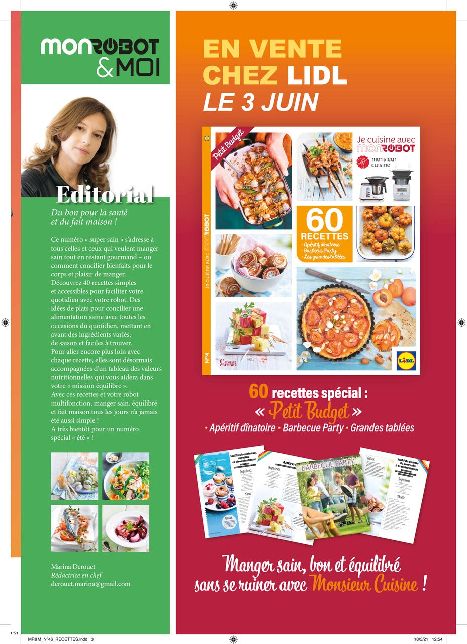 40 recettes équilibrées avec valeurs nutritionnelles, pour manger sain au quotidien. Pour Thermomix, Companion, Cooking Chef et 6 autres robots.