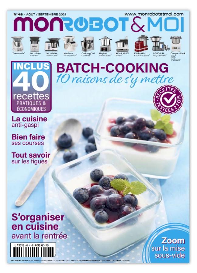 40 recettes batch cooking avec astuces gain de temps pour préparer vos repas de la semaine. Compatible Thermomix, Companion, Cooking Chef et 6 autres robots.