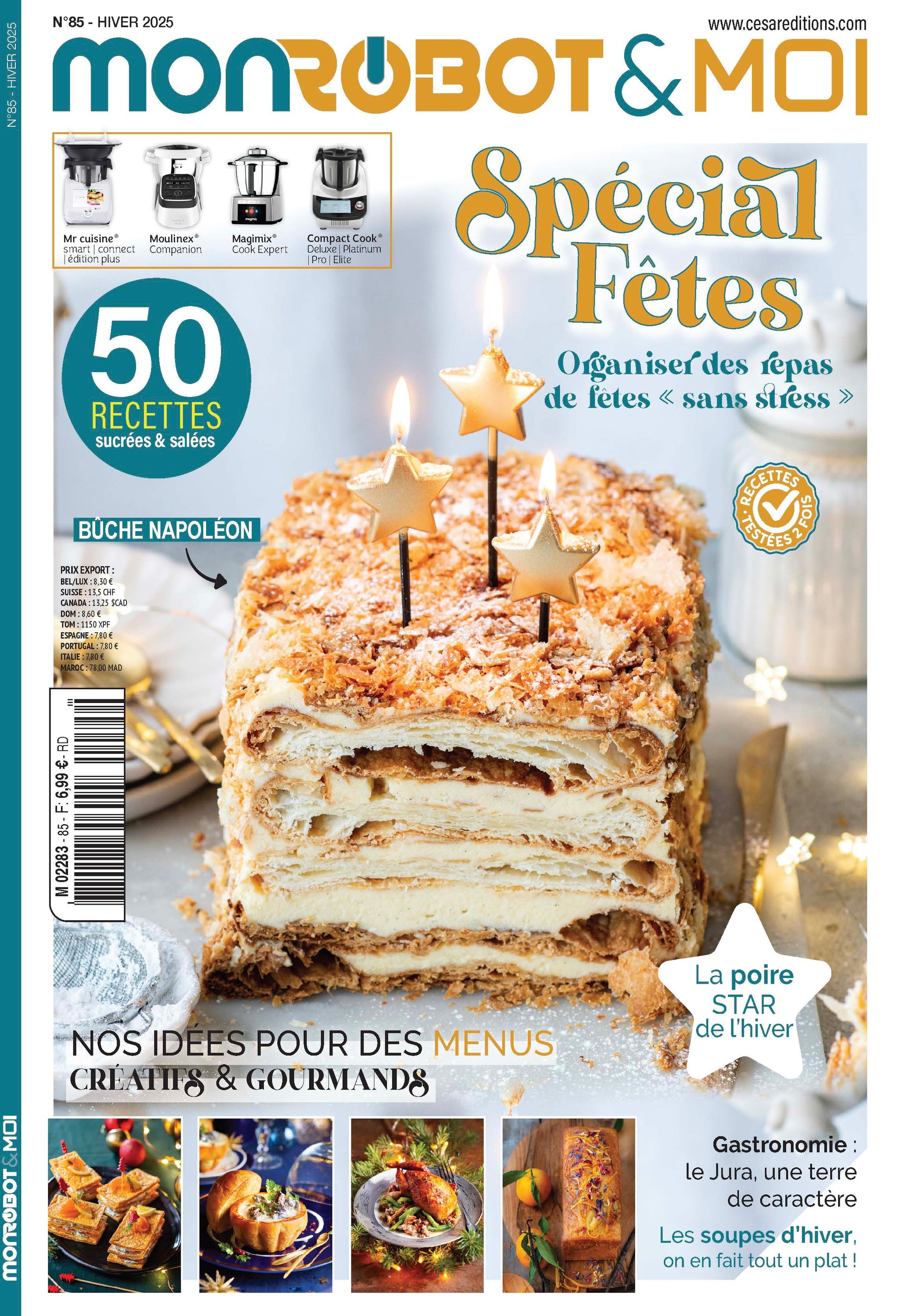 Chères lectrices, chers lecteurs, Les jours raccourcissent, l’air se rafraîchit… et l’envie de se retrouver autour de bons plats devient irrésistible. L’hiver et les fêtes sont le moment idéal pour profiter pleinement de votre robot de cuisine et préparer des repas qui réchauffent les cœurs autant que les papilles. Dans ce numéro spécial, nous avons mis les petits plats dans les grands ! Que vous cuisiniez avec le Cook Expert, le Companion, le Monsieur Cuisine ou le Compact Cook, vous trouverez une multitud