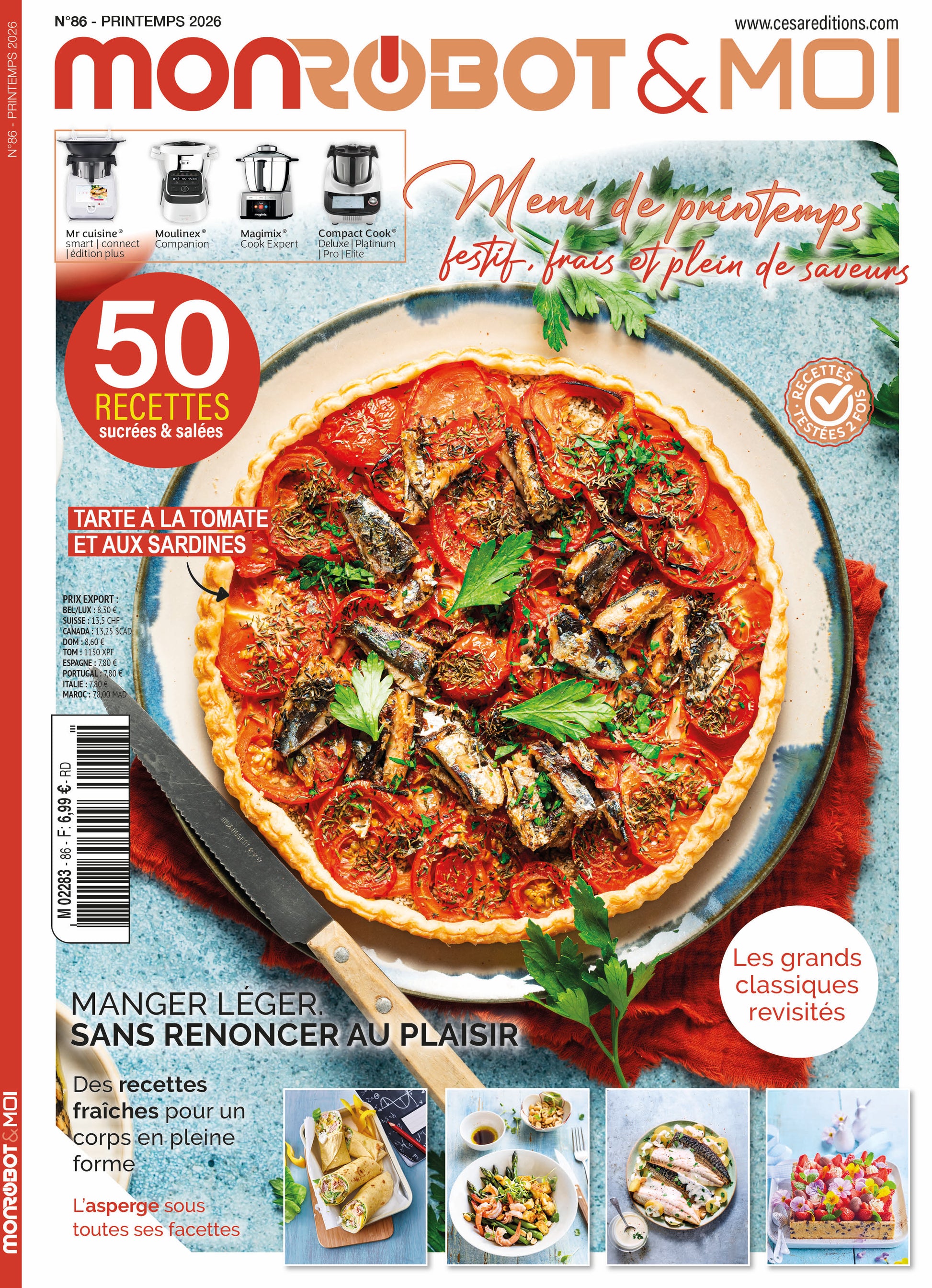 Le printemps s’invite enfin dans nos cuisines, apportant avec lui une irrésistible envie de fraîcheur, de couleurs et de légèreté. Après les plats réconfortants de l’hiver, place aux recettes qui célèbrent les légumes nouveaux, les herbes fraîches et les fruits gorgés de soleil. Dans ce numéro, nous avons imaginé une cuisine joyeuse, simple et généreuse, pensée pour partager de beaux moments autour de la table, à l’intérieur comme en plein air. Pique-niques sur l’herbe, repas printaniers, classiques revisit