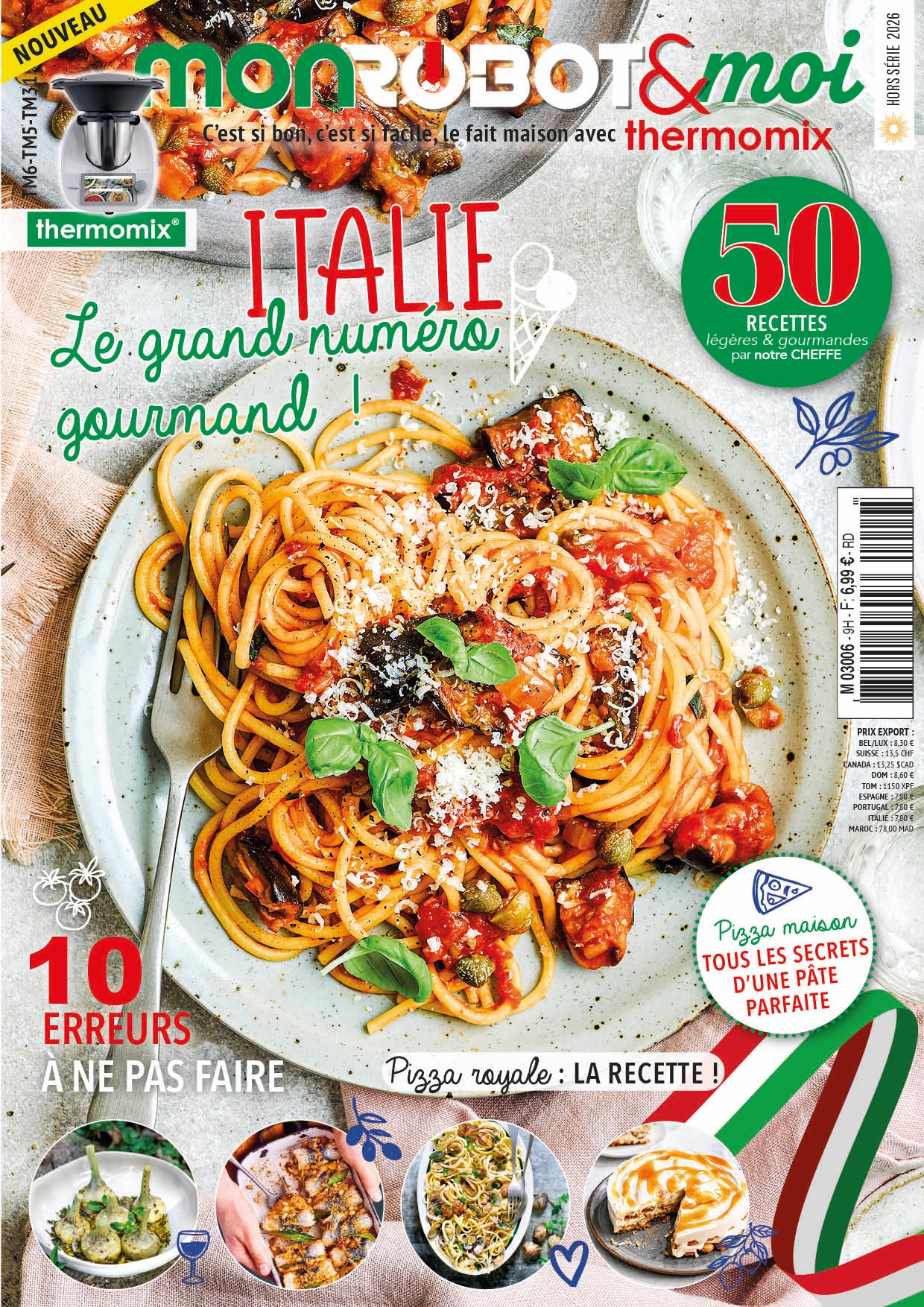 Découvrez le numéro spécial Italie de Mon Robot & Moi : antipasti, pâtes, pizzas, dolci et bien plus, adaptés au Thermomix®.