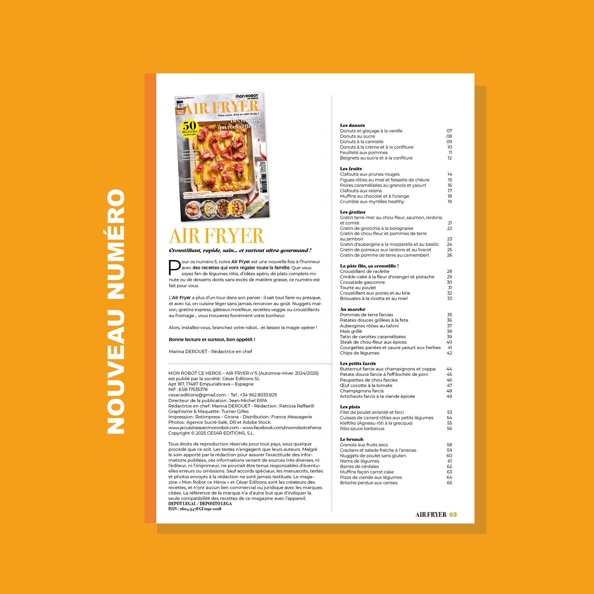 Découvrez Air Fryer N°05 : donuts, fruits rôtis, gratins, pâte filo, légumes du marché, petits farcis, plats et brunch. Des recettes légères et gourmandes avec votre Air Fryer !