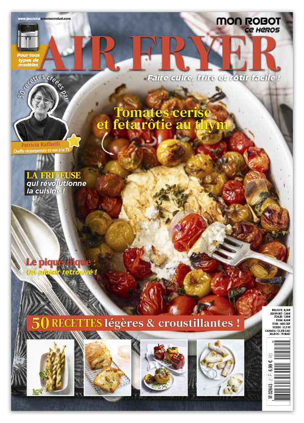 Découvrez Air Fryer N°02 : légumes d’été, pizzas, courgettes, apéros, desserts aux fruits, tortillas, meringues, cakes, cookies et poissons. 50 recettes avec votre Air Fryer !