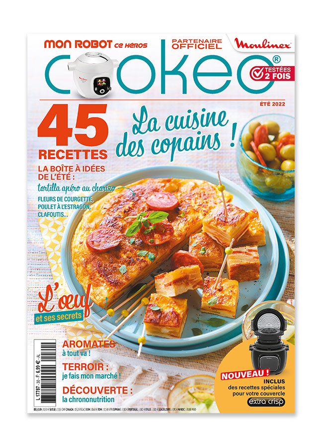 Découvrez le numéro 30 de Mon Robot ce Héros : 45 recettes conviviales et accessibles pour cuisiner en famille ou entre amis. Tortilla, pâtes, flans et bien plus avec votre Cookeo !