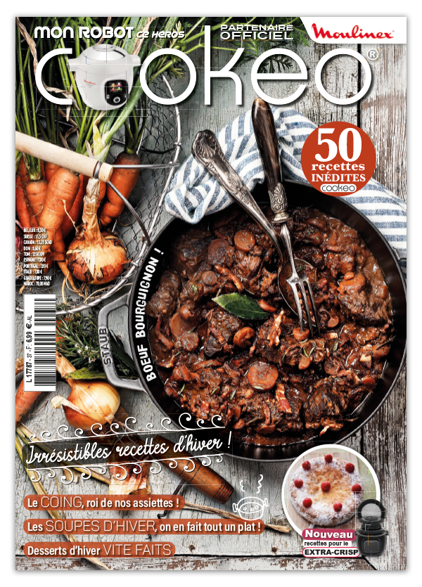 Découvrez le numéro 37 de Mon Robot ce Héros : apéros, entrées festives, plats d’hiver, desserts de Noël et mignardises. 50 recettes incontournables avec votre Cookeo !
