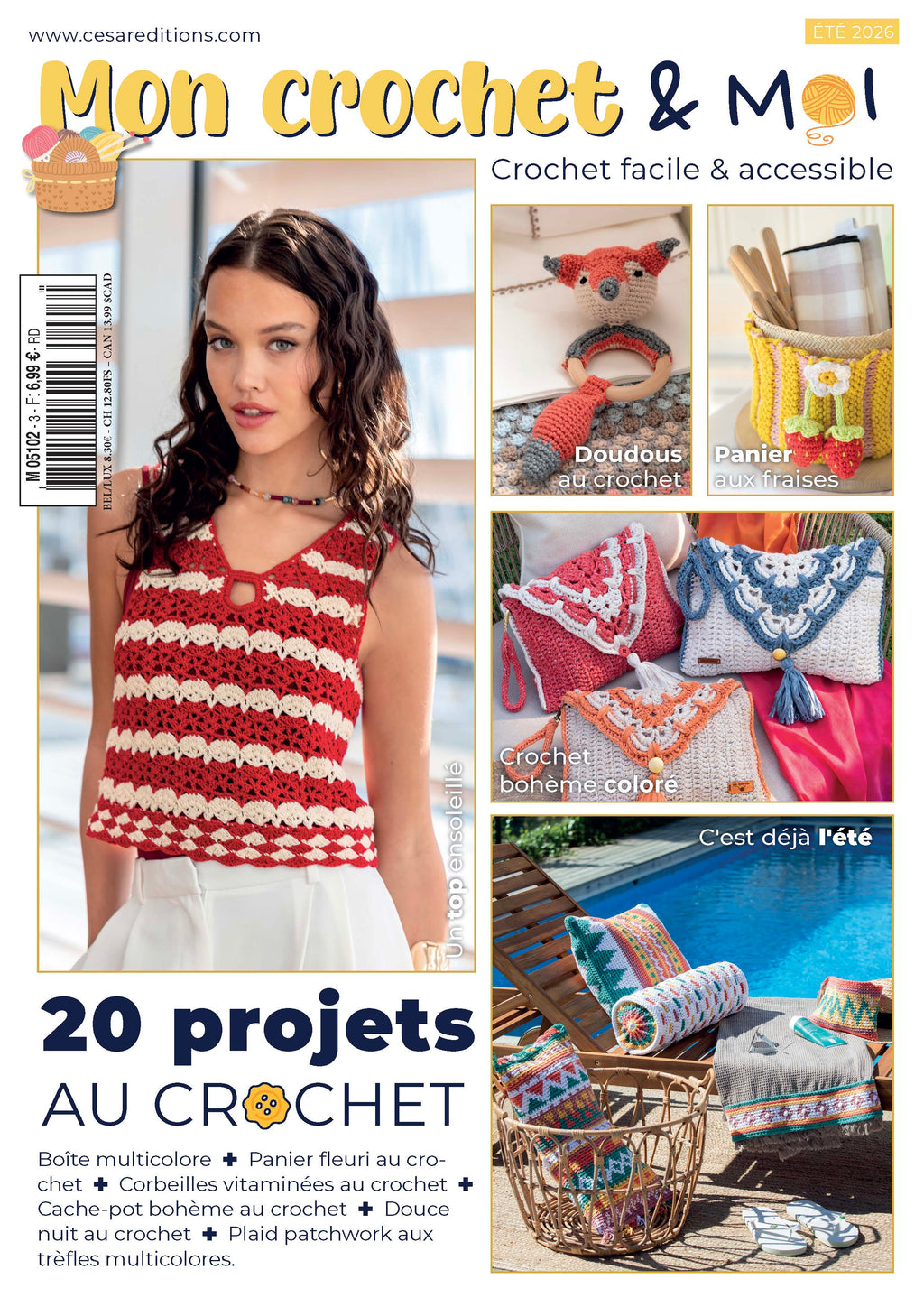 Découvrez le n°3 de Mon crochet & moi : sacs bohèmes, accessoires maison et pièces mode au crochet, avec des couleurs tendres et des inspirations saison.