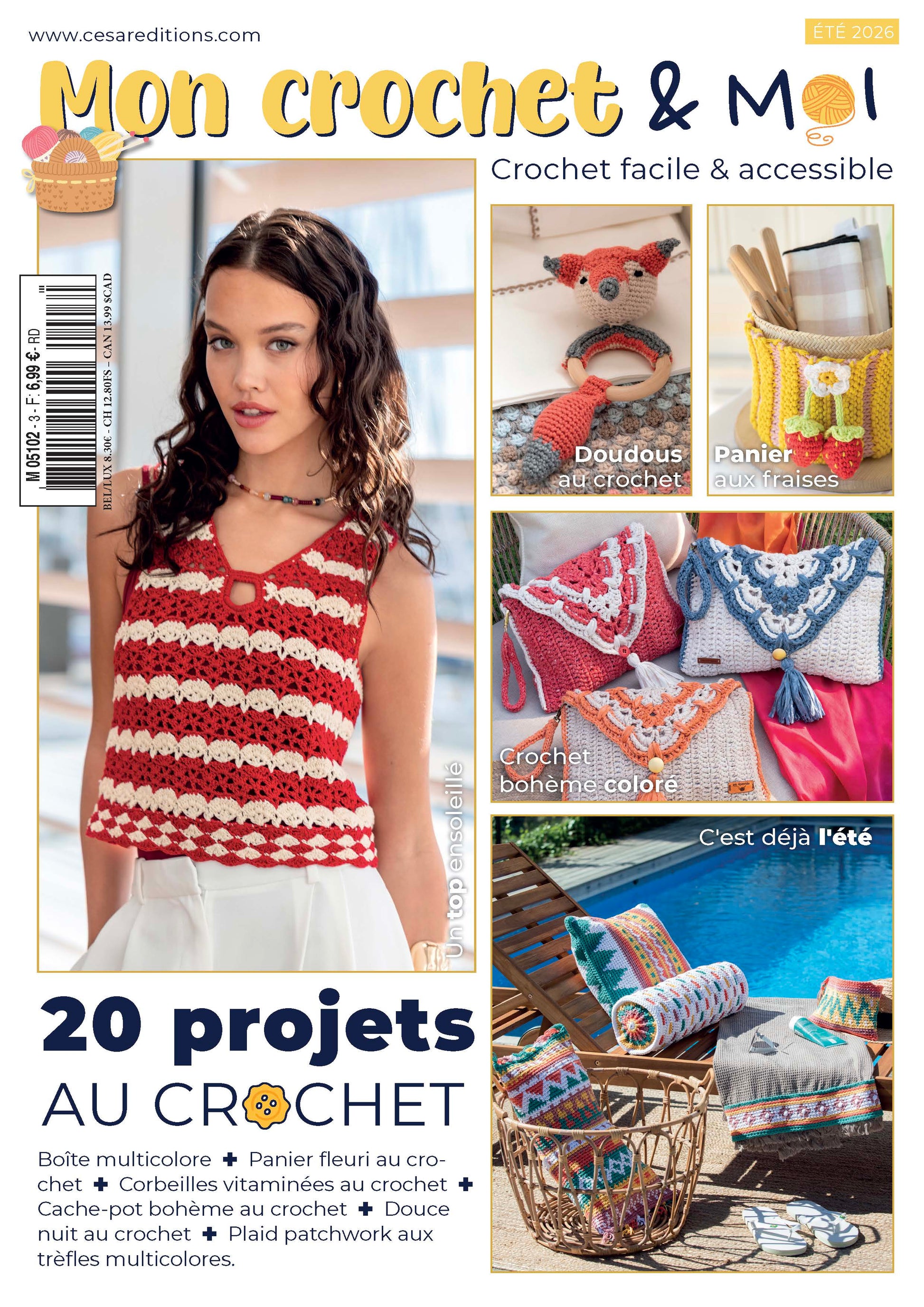 Découvrez le n°3 de Mon crochet & moi : sacs bohèmes, accessoires maison et pièces mode au crochet, avec des couleurs tendres et des inspirations saison.
