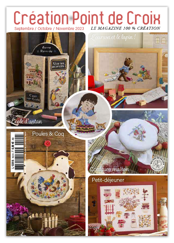 Découvrez le numéro 102 du magazine de broderie : motifs d'automne, nappes, abécédaire, accessoires de brodeuse et projets point de croix.