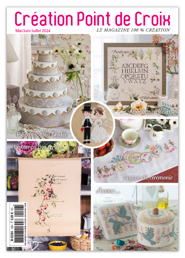 Découvrez le numéro 106 du magazine de broderie : fleurs de printemps, fruits, cérémonies et projets point de croix pour émerveiller votre entourage.