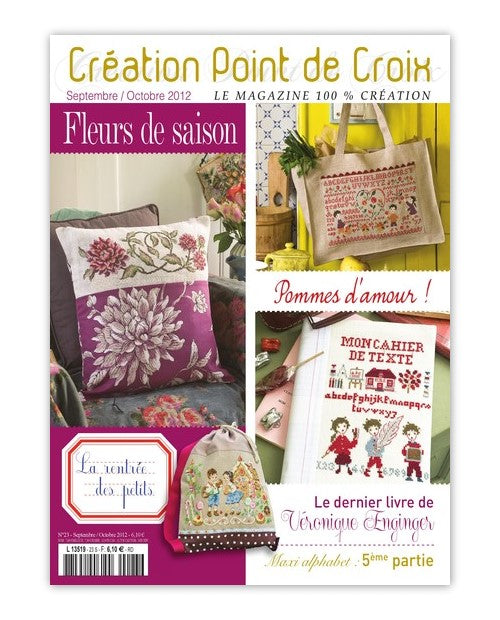 Découvrez le numéro 23 du magazine point de croix César Editions (sep/oct 2012). Motifs automne, fleurs, pommes et accessoires d’écolier à broder pour la rentrée.