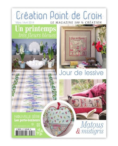 Descubre el número 37 de la revista de punto de cruz de César Editions (marzo/abril 2014). Motivos florales, muscaris, miosotis y más para bordar esta primavera.