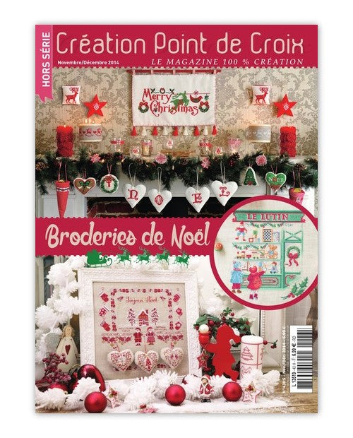 Hors-série Point de Croix spécial Noël : bottes, calendrier de l’avent, flocons et déco fêtes brodées. Plus de 25 créations par César Editions.