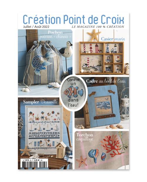 Découvrez le numéro 95 du magazine Création Point de Croix : motifs marins, été, confitures, chouettes et projets point de croix pour les vacances.